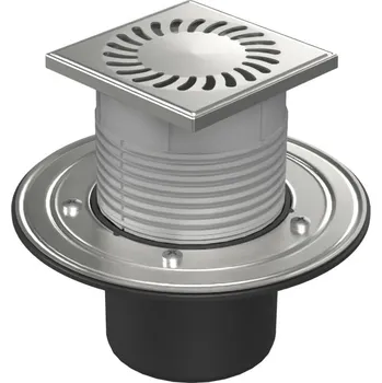 Podlahová vpusť spodní D110, nerez přírub, mřížka SUN