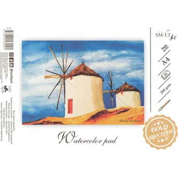 Umělecký papír Studentský akvarelový blok SM.LT Art A4, 200 g, 20 listů