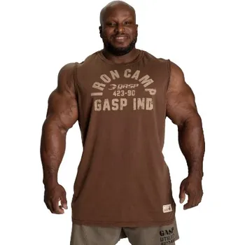 Pánské tílko Gasp THROWBACK S/L WASHED TIMBER – tílko Gasp seprané hnědé Velikost: XXL