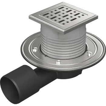 Podlahová vpusť boční D50/75, nerez příruba, rámeček, mřížka FACE