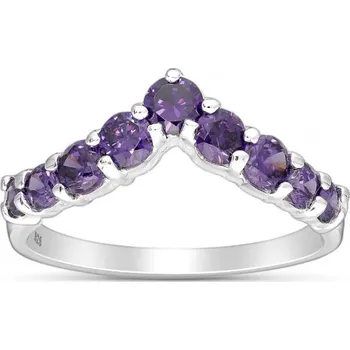 Prsten Stříbrný prsten Nermin FIALOVÝ 57