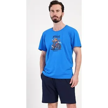 Dámské pyžamo Pánská šortková souprava Vienetta Secret Motorkář modrá XL