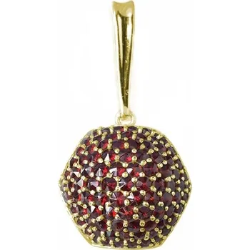 Přívěsek Stříbrný přívěsek s českým granátem, zlacený - malina