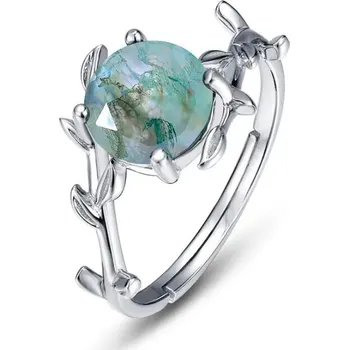 Prsten Majya Stříbrný nastavitelný prsten DEEPER s mechovým achátem Ag/; ≤2,44 g 11814