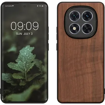 Pouzdro na mobilní telefon kwmobile Dřevěné pouzdro Xiaomi Note 14 Pro+ 5G – tmavě hnědé (kwmobile nárazuvzdorné pouzdro z přírodního dřeva pro Xiaomi Redmi Note 14 Pro+ 5G – tvrdý TPU obal a zadní kryt v tmavě hnědé barvě s unikátní kresbou)