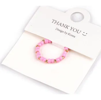 Prsten Prsten pružný z korálků Varianta: 4 růžová ostrá sv., Balení: 1 ks