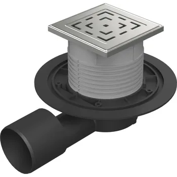 Odvodňovací žlab Podlahová vpusť boční D50/75, nerez rámeček, mřížka LABYRINTH