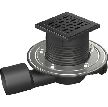 kanalizace Podlahová vpusť průběžná černá D50/75, nerez příruba, mřížka FACE černá
