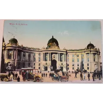 Cestování Rakousko Vídeň (Wien) Hofburg: auto, povozy, lidé, 1910