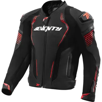 Moto bunda SEVENTY DEGREES Kožená bunda na motorku Seventy Degrees SD-JL24 Spoiler černo-červená