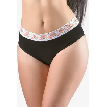 Dámské oblečení GINA dámské kalhotky klasické, širší bok, s potiskem Disco XVIII 10278P - černá maracuja - 46/48