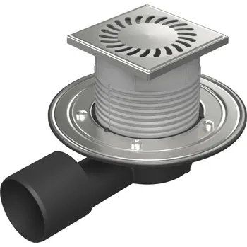 kanalizace Podlahová vpusť boční D50/75, nerez příruba, mřížka SUN