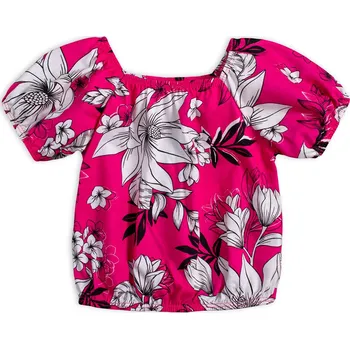 Dívčí crop top KYLY KVĚTY růžový Velikost: 152