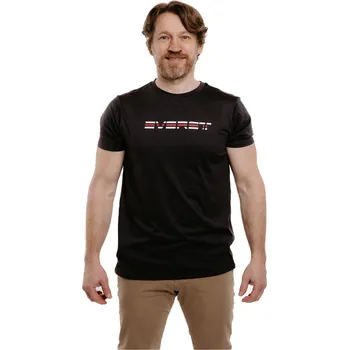 Pánské turistické triko s krátkým rukávem EVERETT-TecShirt M antracit melange Černá XXL