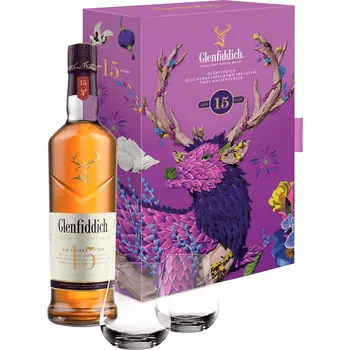 Whisky Glenfiddich 15 letá Solera + 2 sklenice 40% 0,7l