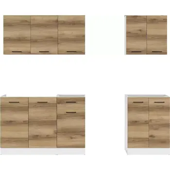 Kuchyňská linka Kuchyň JUNONA 180 cm, verze A, bílá/dub delano světlý - SLEVA 3% s kodem radost25