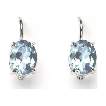 Náušnice Stříbrné náušnice zirkon akvamarin - NK1244 (Stříbrné náušnice s akvamarinem 9x7 mm)