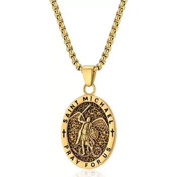 Náhrdelník Přívěsek z chirurgické oceli ochánce Michael Zlatý - Model BEZ ŘETÍZKU (pouze přívěsek)