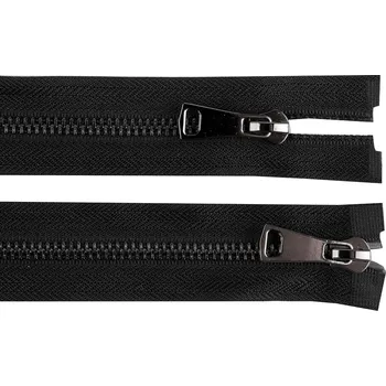 Zip Zip kovový No 5 dělitelný 2 jezdce / dvoucestný 60 cm Varianta: 2 nikl černý, Balení: 1 ks