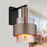 Globo Nástěnné světlo Milley, výška 30 cm, bronzová barva, kov bronzová, jantarová, čirá, černá 1 x 60 W - Doprava zdarma