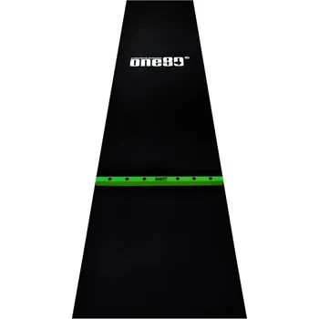 Příslušenství pro šipky ONE80 Pryžový koberec před terč s dřevěnou hranicí hodu 62 cm, černo-zelený