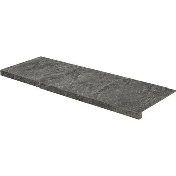 Dlažba Rako Core DCFVD875 schodová tvarovka reliéfní 30x120 night černá rekt.