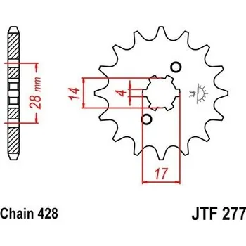 Řetězová sada pro motocykl Řetězové kolečko jt jtf 277-13 13 zubů, 428 jtf277.13 726.277-13