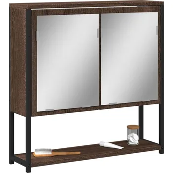 Koupelnový nábytek vidaXL Koupelnová skříňka se zrcadlem hnědý dub 60x16x60 cm kompozit