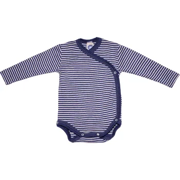 Kojenecký body Dětské body zavinovací z merino vlny a hedvábí Cosilana s dlouhým rukávem modrý pruh Velikost: 50/56