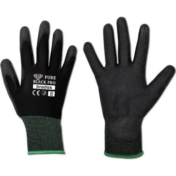 Pracovní rukavice Ochranné rukavice, polyuretanové, 10" PURE BLACK PRO BR-RWPBCP10