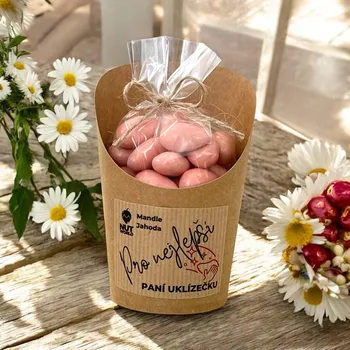 Nutworld.cz Mandle v jahodovém jogurtu v celofánku a kelímku 180g - PRO PANÍ UKLÍZEČKU