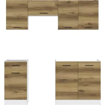 Kuchyňská linka Kuchyň JUNONA 180 cm, bílá/dub delano světlý - SLEVA 3% s kodem radost25