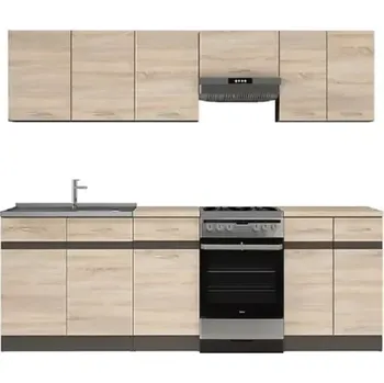 Kuchyňská linka Kuchyň JUNONA 230 cm, wenge/dub sonoma - SLEVA 3% s kodem radost25