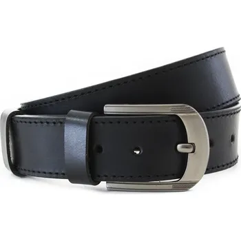 Módní doplněk Arwel Černý prošívaný kožený pánský opasek 913-5001-1-60/60-9008-40 Délka opasku: 100 cm