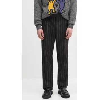 Pánské kalhoty Vlněné kalhoty Wacko Maria Double Pleated, L, černá, 99X