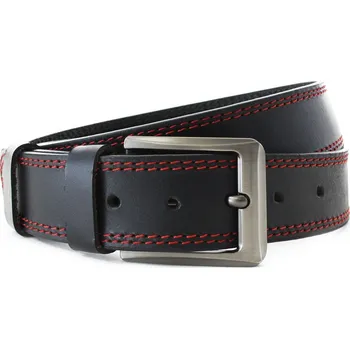 Opasek Arwel Červenočerný kožený pánský opasek s dvojitým šitím 913-5003-2-60/31-9013-40 Délka opasku: 90 cm