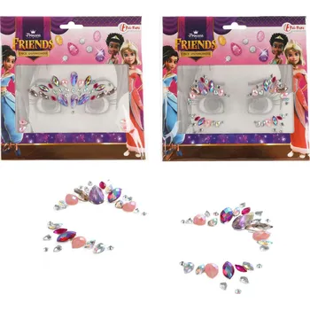 Hračka Teddies Obličejové zdobící diamanty/kamínky Princezna plast 2 druhy v sáčku 18x17,5cm