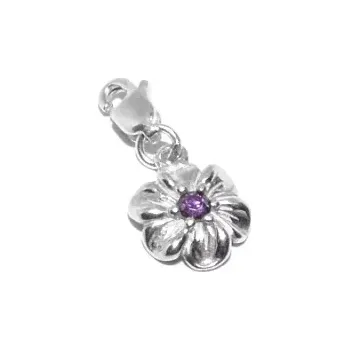 Přívěsek Stříbrný přívěsek kytka ametyst ,karabina - P1436 kar (Stříbrná kytka s rubínem a s karabinou)