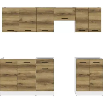 Kuchyňská linka Kuchyň JUNONA 230 cm, bílá/dub delano světlý - SLEVA 3% s kodem radost25