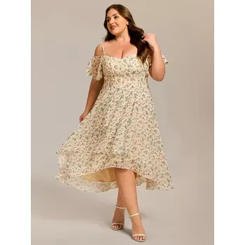 Dámské šaty Ever Pretty Dámské šaty EP02103-7 meruňková 5XL