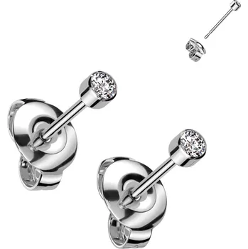 Náušnice Atreya Titanové puzetové náušnice se vsazenými zirkony Barva: Stříbrná, Velikost koncovky: 4 mm