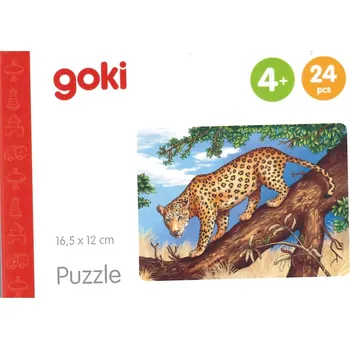 Puzzle Goki dřevěné puzzle Africká zvířata – jaguár, 24 dílků