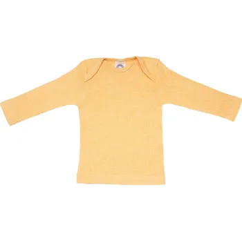 Dětské triko s dlouhým rukávem z merino vlny, bavlny a hedvábí žlutý melír Cosilana Velikost: 62/68