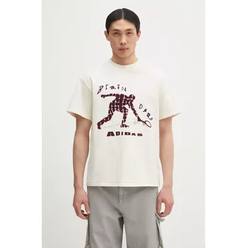 Bavlněné tričko adidas Originals x Brain Dead Dead, L, béžová, 01X