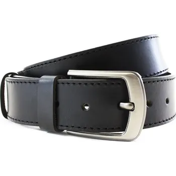 Módní doplněk Arwel Černý prošívaný kožený pánský opasek 913-5001-1-60/60-9006-40 Délka opasku: 90 cm