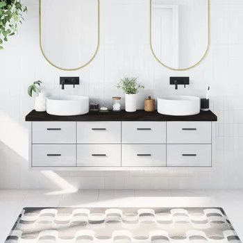 Stolová deska vidaXL Koupelnová deska tmavě hnědá 180x40x(2-6) cm ošetřený masiv