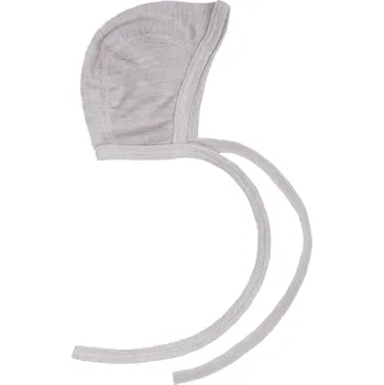Kojenecká čepice Zavazovací čepička z merino vlny a hedvábí šedý melír Cosilana Velikost: 41-43cm (vel 62/68)
