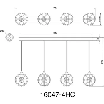Globo Závěsné světlo Virina, délka 93 cm, transparentní, křišťálová transparentní, chrom, černá LED 32 W celkem - Doprava zdarma