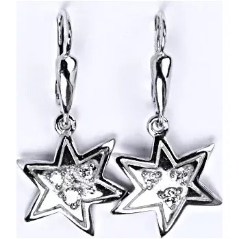 Náušnice Stříbrné visací náušnice hvězda čiré zirkony - NK20/1388 (Stříbrné visací náušnice se zirkony)
