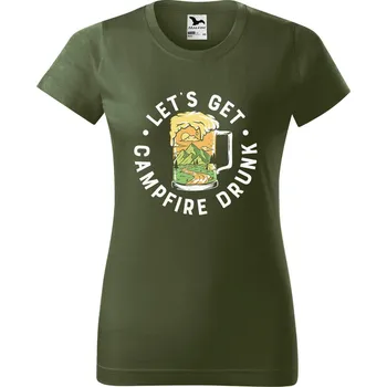 Dámské tričko DOBRÝ TRIKO Dámské tričko s potiskem Campfire drunk Barva: Khaki, Velikost: 2XL
